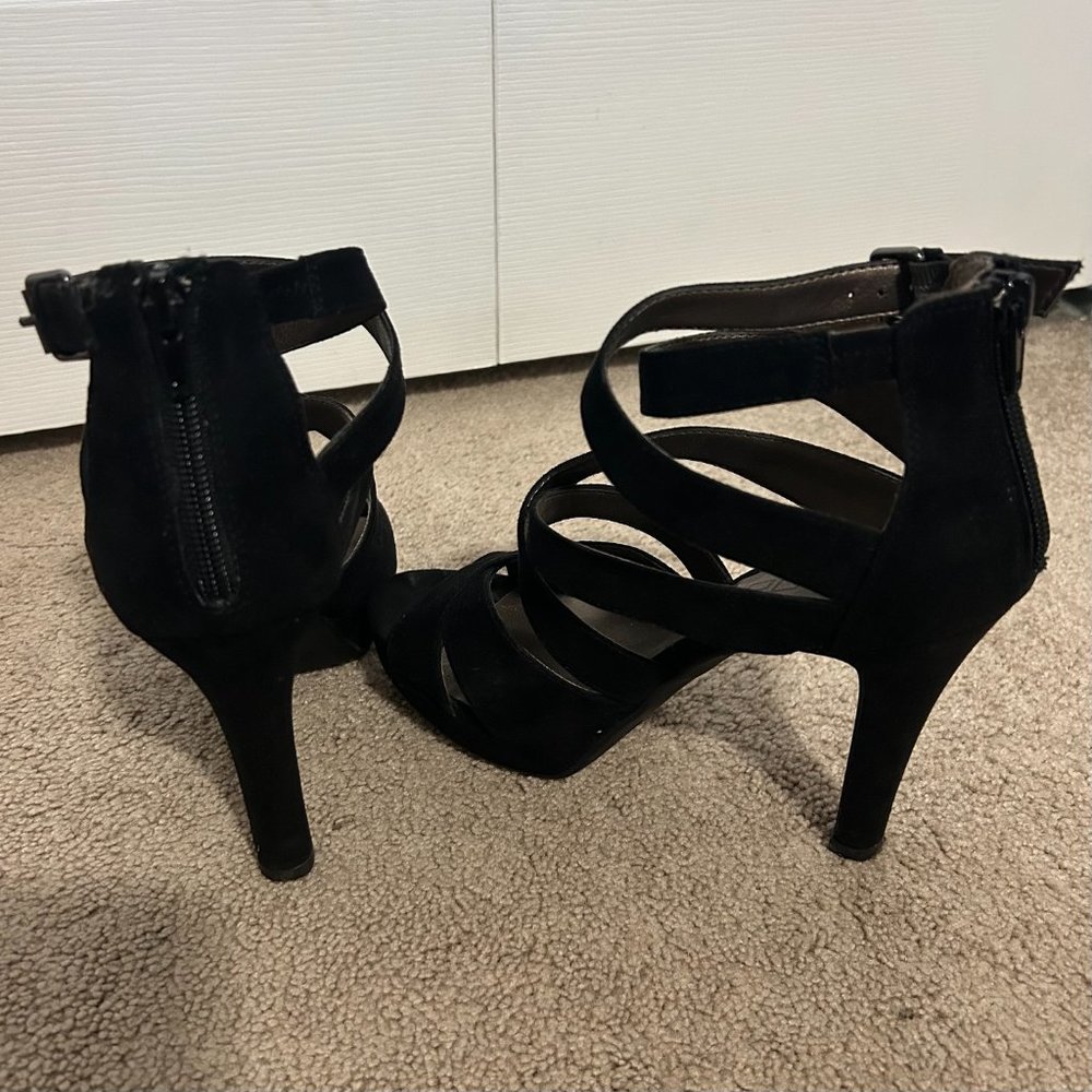 Strappy Black Suede Heels - Picture 7 of 8